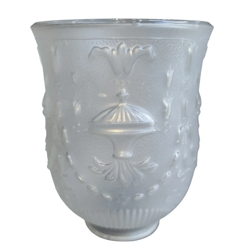 Antique Frosted Victorian Milk Glass‎ Hurricane Lamp Shade Embossed Urn Garland